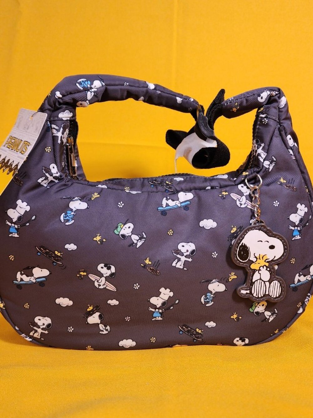 Peanuts Snoopy & Woodstock Icons AOP Nylon Shoulder Bag Purse Charm NEW